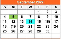 District School Academic Calendar for Alter Ed Ctr for September 2022