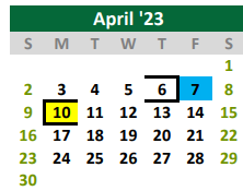 District School Academic Calendar for Burnet High School for April 2023