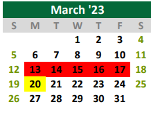 District School Academic Calendar for Quest for March 2023
