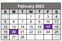 District School Academic Calendar for Judson Fundamental Elementary School for February 2023