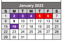 District School Academic Calendar for Caddo Middle Career And Technology School for January 2023