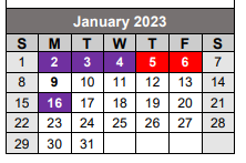 District School Academic Calendar for E.B. Williams Stoner Hill Elem Lab School for January 2023