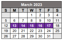 District School Academic Calendar for Bethune Middle School for March 2023
