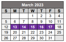 District School Academic Calendar for Alexander Learning Center for March 2023