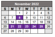 District School Academic Calendar for North Highlands Elementary School for November 2022