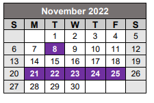 District School Academic Calendar for Alexander Learning Center for November 2022