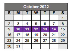 District School Academic Calendar for Caddo Middle Career And Technology School for October 2022