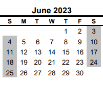 District School Academic Calendar for Nueces Co J J A E P for June 2023