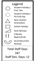 District School Academic Calendar Legend for Calallen High School