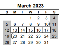 District School Academic Calendar for Nueces Co J J A E P for March 2023