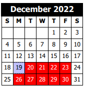 District School Academic Calendar for Jake Drost School For Exceptional Children for December 2022