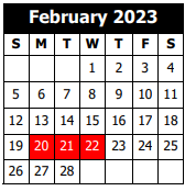 District School Academic Calendar for S. P. Arnett Middle School for February 2023