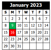 District School Academic Calendar for S. J. Welsh Middle School for January 2023