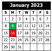 District School Academic Calendar for T. H. Watkins Elementary School for January 2023