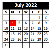 District School Academic Calendar for T. H. Watkins Elementary School for July 2022
