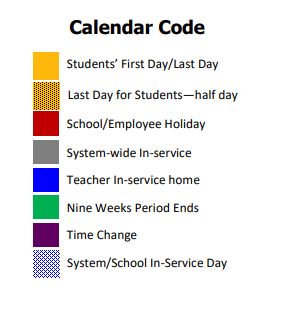 District School Academic Calendar Legend for Prien Lake Elementary School