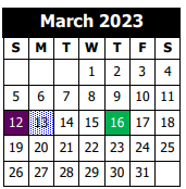 District School Academic Calendar for S. P. Arnett Middle School for March 2023