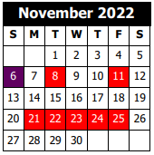 District School Academic Calendar for T. H. Watkins Elementary School for November 2022