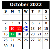 District School Academic Calendar for Sam Houston High School for October 2022
