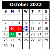 District School Academic Calendar for Combre/fondel Elementary School for October 2022