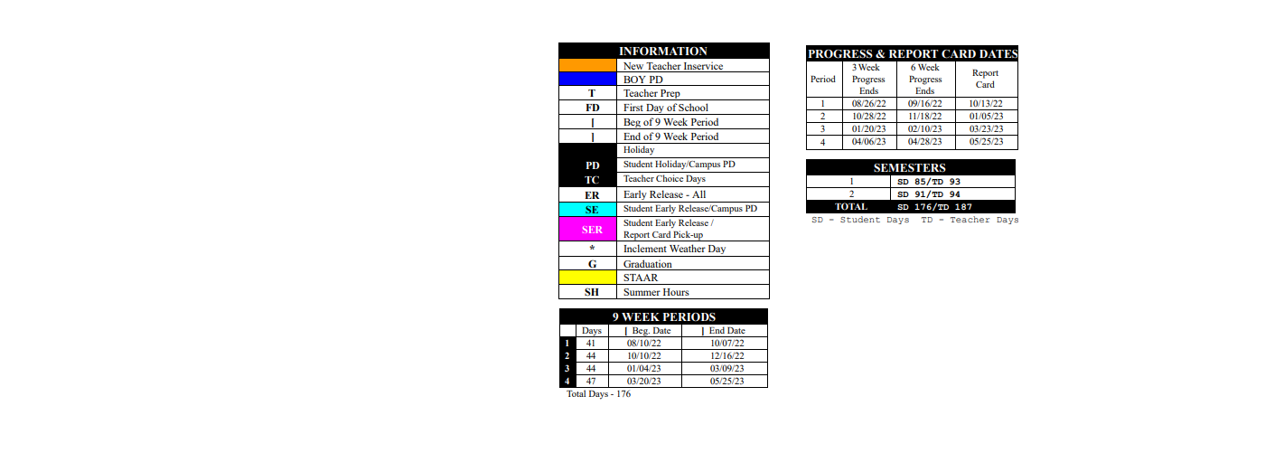 District School Academic Calendar Key for Hope H S