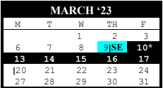 District School Academic Calendar for J J A E P for March 2023