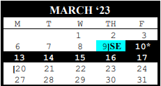 District School Academic Calendar for Port O Connor Elementary for March 2023