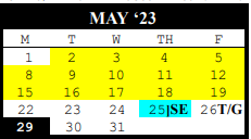 District School Academic Calendar for Harrison/jefferson/madison Complex for May 2023