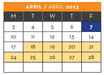 District School Academic Calendar for New Elementary School #1 for April 2023