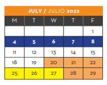 District School Academic Calendar for Jose H Damian El for July 2022
