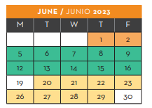 District School Academic Calendar for New Elementary School #1 for June 2023