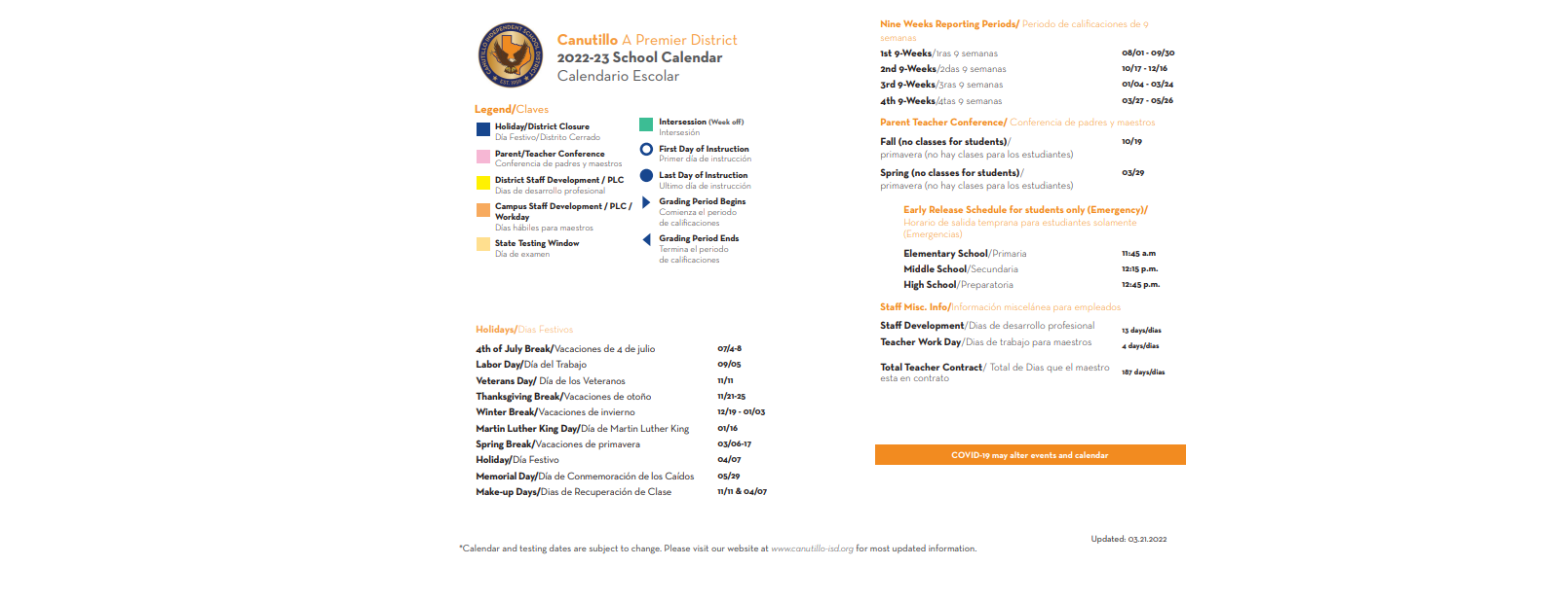 Canutillo Isd Calendar