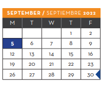 District School Academic Calendar for New Elementary School #1 for September 2022