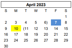 District School Academic Calendar for Canyon H S for April 2023