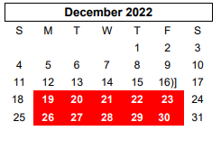 District School Academic Calendar for Greenways Intermediate School for December 2022