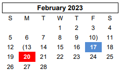 District School Academic Calendar for Canyon H S for February 2023