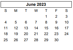 District School Academic Calendar for Greenways Intermediate School for June 2023