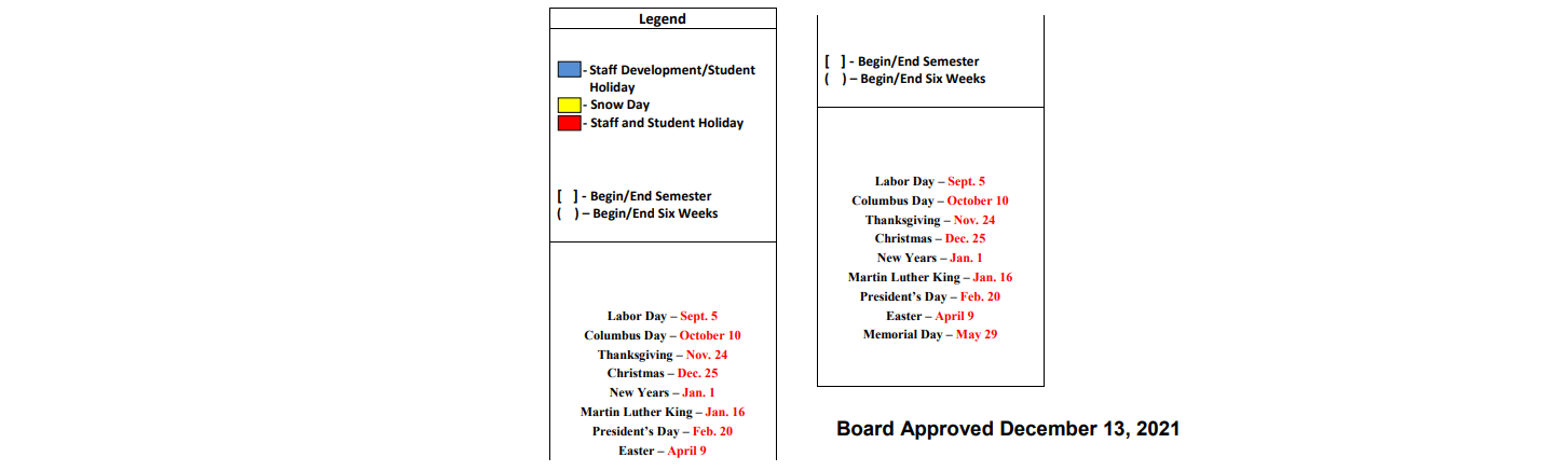 District School Academic Calendar Key for Youth Ctr Of High Plains