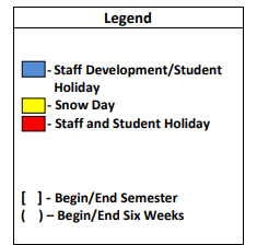 District School Academic Calendar Legend for Canyon Junior High