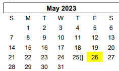District School Academic Calendar for Canyon Junior High for May 2023