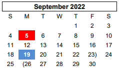 District School Academic Calendar for Gene Howe Elementary for September 2022