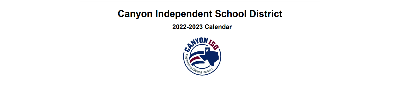 District School Academic Calendar for Canyon H S