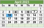 District School Academic Calendar for Eubanks Intermediate for April 2023