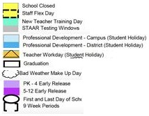 District School Academic Calendar Legend for Carroll Elementary