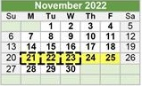 District School Academic Calendar for Don T Durham Elementary for November 2022
