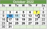 District School Academic Calendar for Eubanks Intermediate for October 2022