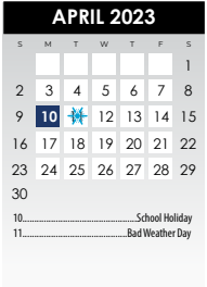 District School Academic Calendar for Salazar Alternative Education Prog for April 2023