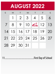 District School Academic Calendar for Rainwater Elementary for August 2022