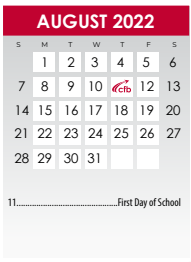 District School Academic Calendar for Salazar Alternative Education Prog for August 2022