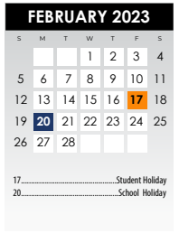 District School Academic Calendar for Pre-k Ctr II for February 2023